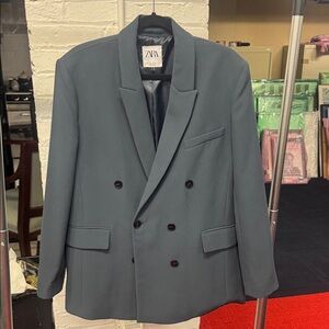 Zara Woman’s Charcoal Double-Breasted Blazer